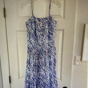 J. Crew Blue and White Paisley Midi Dress